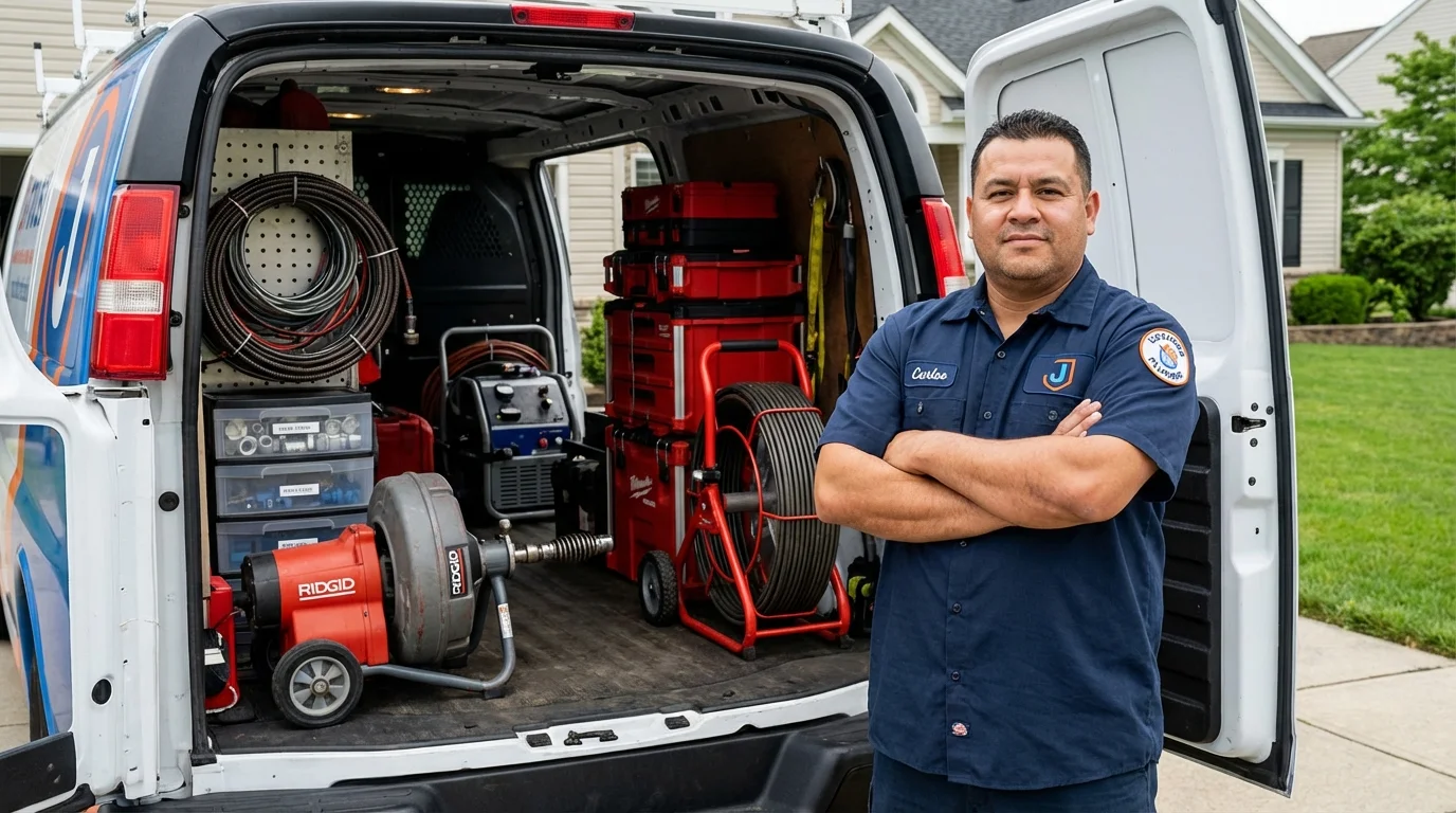 Professional drain cleaning equipment and Johns Plumbing LLC plumber in Mount Olive